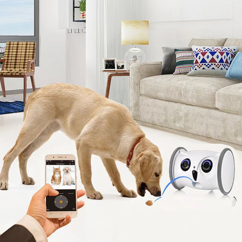 Wholesale Automatic Smart Pet Toy Interactive Owl Robot WIFI with1080P HD Video Camera Cat Dog Pet Supplies