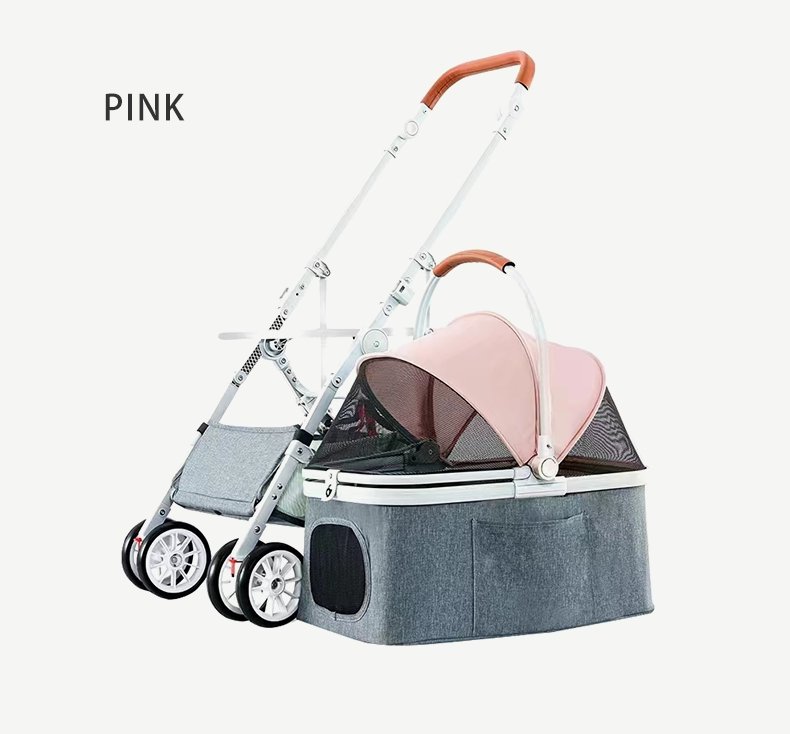 Outdoor Luxury Foldable Portable 4 Wheels Pet Carrier Trolley Travel Carriage Cat Dog Pet Stroller