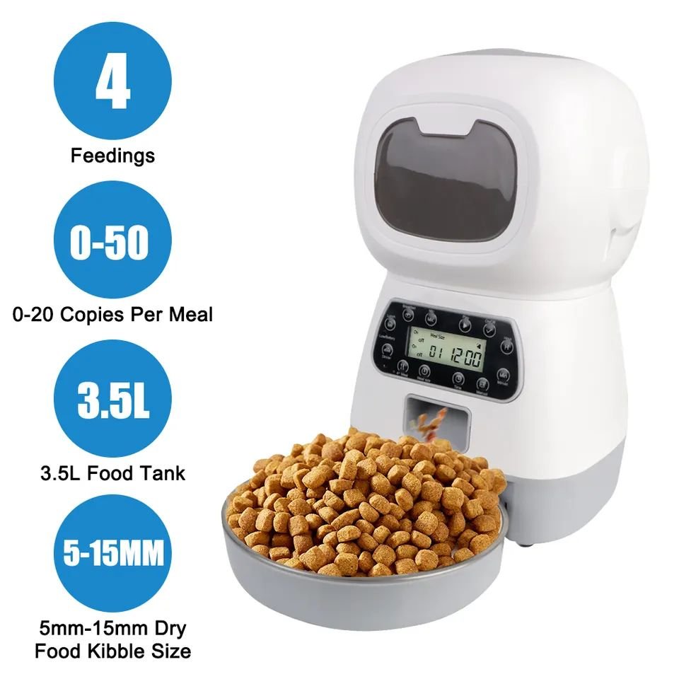 New Design Smart 3.5L Robot Cat Dog Bowls Food Dispenser 4 Meals Timed Auto Voice Playback Wifi APP Automatic Pet Feeder