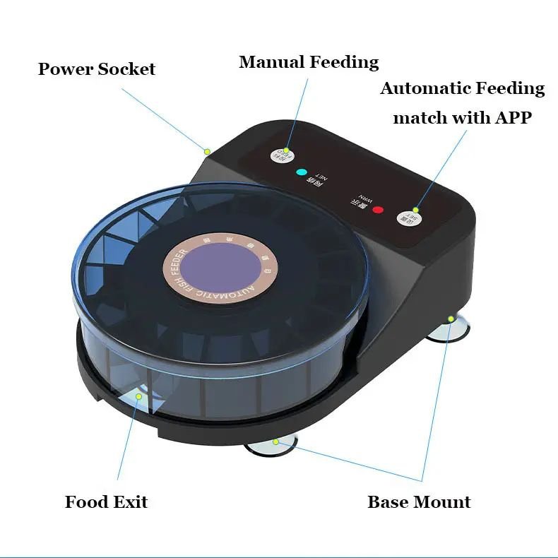 Selling Best Aquarium Rechargeable Fish Feeder Smart Small Size Automatic Fish Farming Equipment Fish Feeder On Sale