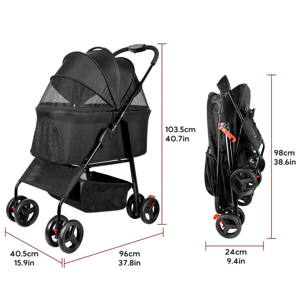 Pet Trolleys For Travelling 4 Wheels Dog Stroller Travel Bag Cat Cart Carrier Pet Stroller