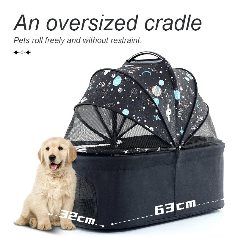 Hot-selling luxury 4 wheels pet travel detachable dog carrier pet strollers dog for pet outdoor folding Cat Dog trolley