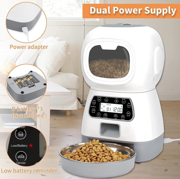 New Design Smart 3.5L Robot Cat Dog Bowls Food Dispenser 4 Meals Timed Auto Voice Playback Wifi APP Automatic Pet Feeder