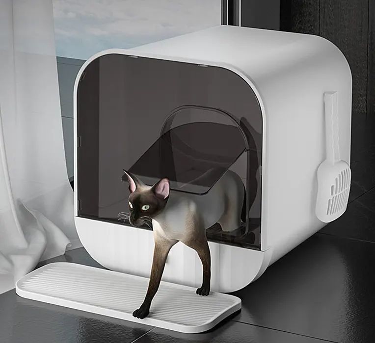 New Upturn Automatic Closed Two-Way Door Fully Enclosed Large Cat Litter Box Toilet