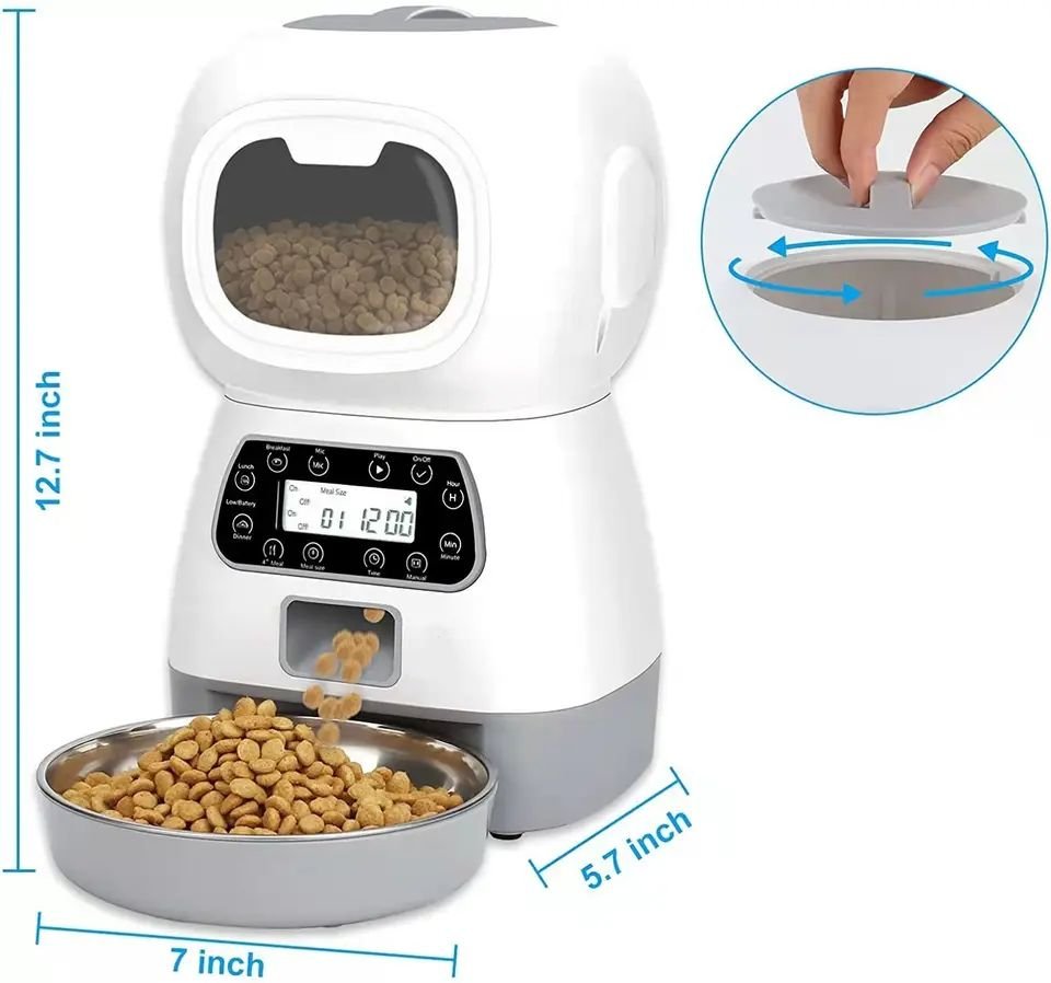 New Design Smart 3.5L Robot Cat Dog Bowls Food Dispenser 4 Meals Timed Auto Voice Playback Wifi APP Automatic Pet Feeder