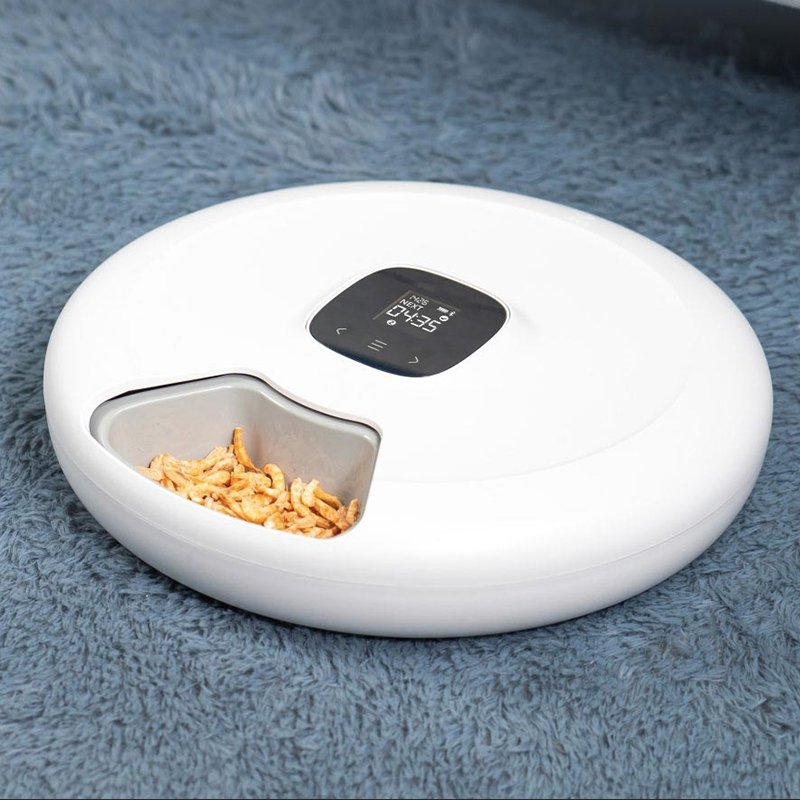 PET HUHOU Automatic Pet Feeder with Digital Timer for Cats and Small Dogs White TUYA APP 6 meals automatic pet food feeder LCD smart programmable time setting food dispenser