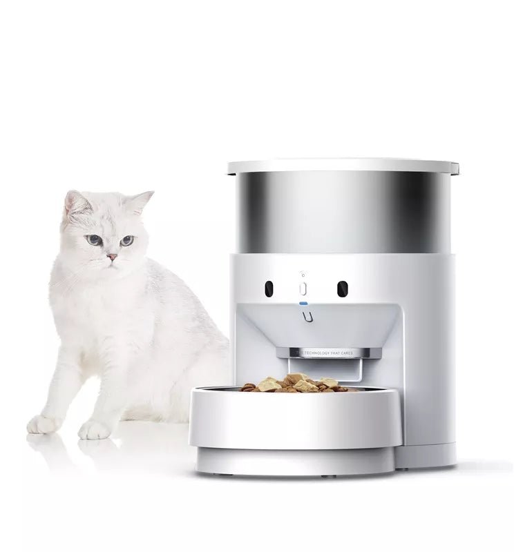 Elevated Automatic Cat Feeders - Height Adjustable Pet Dry Food Dispenser for Cat and Dog - 17 Cups Programmable Timed Cat Feeder with Voice Recorder - 4 Meals Per Day and Portion Control