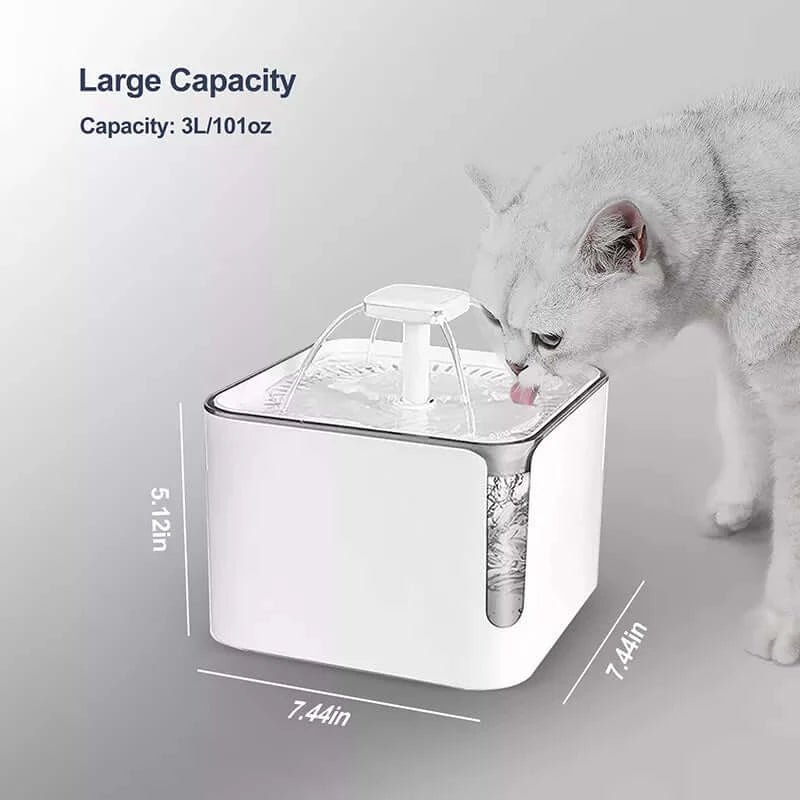 Kastty Cat Water Fountain, 108oz 3.2L Wireless+ Rechargeable Battery Operated Cat Water Fountain, Larger Pet Fountain with Smart 3 Flow Modes, Infrared Sensor, SUS304 Dish for Pets Inside&Outdoor