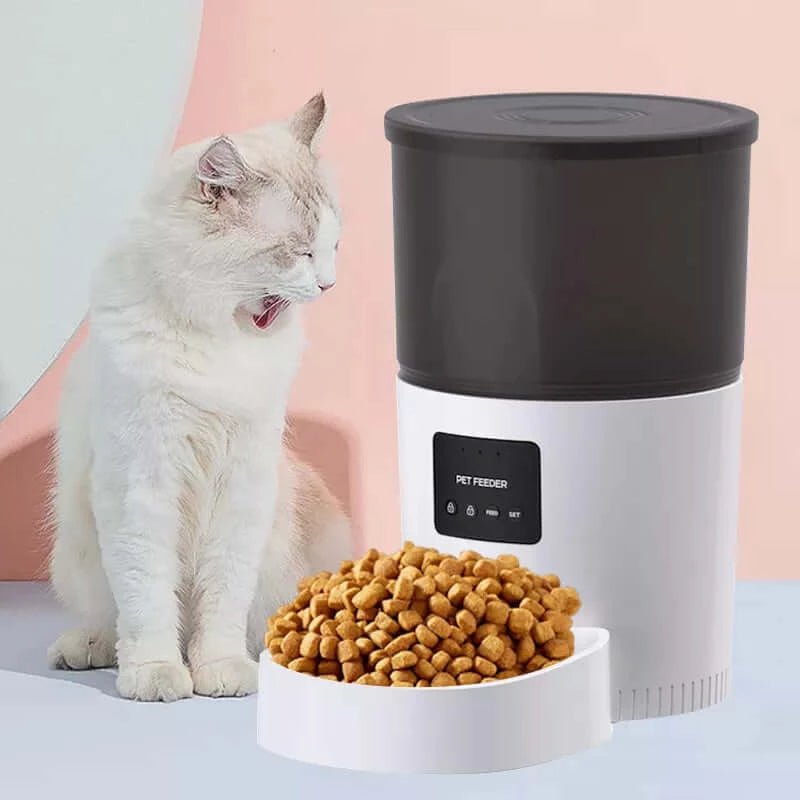 Automatic Cat Feeders for Two Cats, Double Pet Feeder with 2 Stainless Steel Bowls,6L Timed Cat Feeder with Memory Function, Pet Food Dish