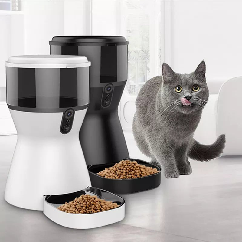 Automatic Cat Feeder with Timer and Portion Control 4L Pet Dry Food Dispenser with Stainless Steel Bowl, Desiccant Bag and Voice Recording Up to 6 Meals per Day for Multiple Cats and Small Dogs