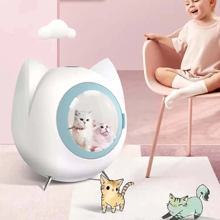  Pet Hair Dryer Box, Ultra Quiet Blow Dryer 6L Capacity for Cats and Small Dogs, Professional Fast Drying Blower, Intelligent Control, Adjustable Temperature and Time, 360 Degree Warm Wind