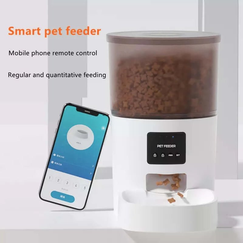 isYoung Automatic Cat Feeder, 4L Smart Pet Feeder for Cat & Dog - 6 Meal, LCD Display with Timer Programmable, Portion Control - Battery/Plug-in Power