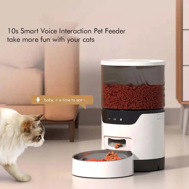 Elevated Automatic Cat Feeders - Height Adjustable Pet Dry Food Dispenser for Cat and Dog - 17 Cups Programmable Timed Cat Feeder with Voice Recorder - 4 Meals Per Day and Portion Control